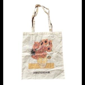 Van Gogh Sunflowers Cloth Tote Bag Amsterdam New  16.5” X 15”" Handle 11”